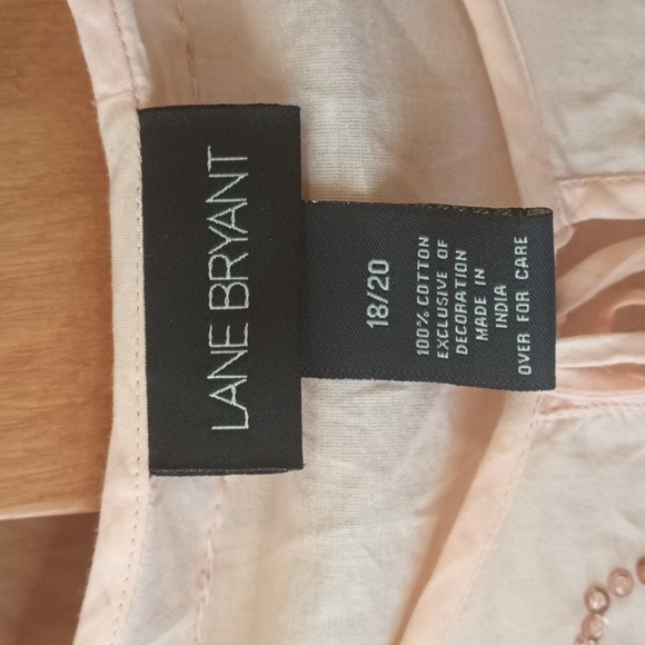 (F1-1) Peach Peasant Top Drawstring Neck Keyhole 3/4 Sleeve Sequin accents 20W - Picture 2 of 9